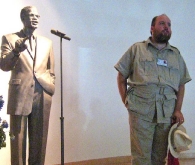 Matthew Baker at the Malcolm X Memorial in Harlem