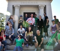 Cyclists paying respect at Trommers Grave