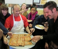 John distributing Grandma slices