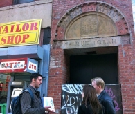 Gideon and clients outside of the (now gone) Roumanian-American Congregation