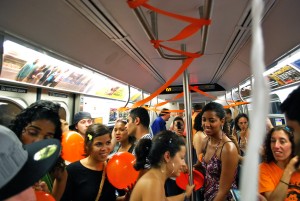V train party car NYC subway