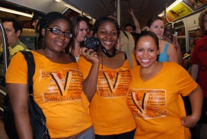 V train subway party NYC