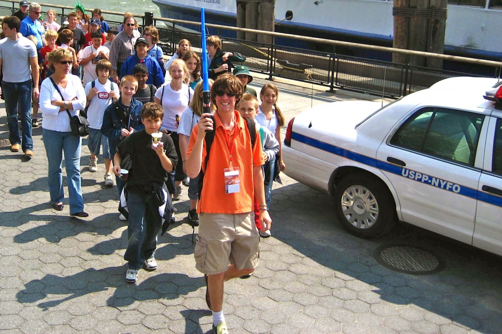 Jonah leads his Tour Group via Lightsaber